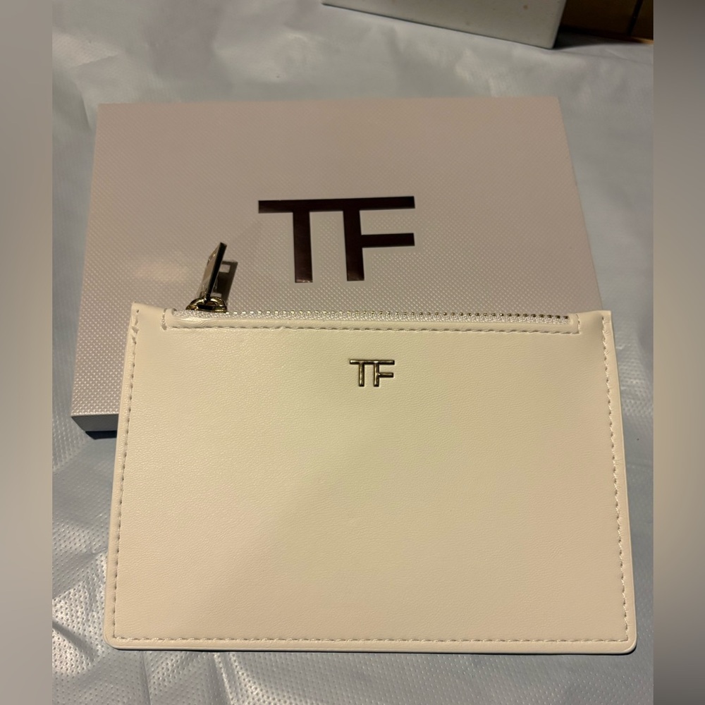Tom Ford Leather Zip Pouch | Designer Cosmetic Clutch | Card Holder | NWOT